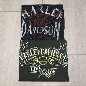 Lot Of 2 Harley Davidson Mens Short Sleeve Shirts Size 2XL